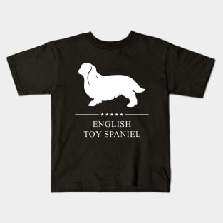 English Toy Spaniel Dog White Silhouette Kids T-Shirt